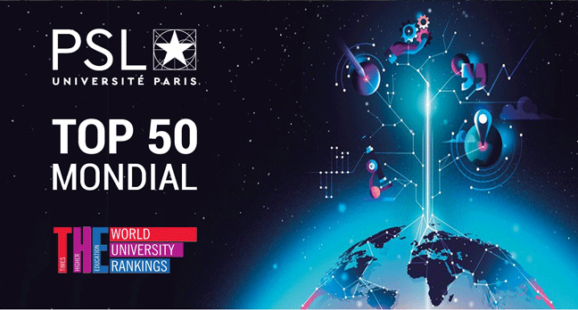 PSL prend la 47e place du classement général du Times Higher Education 2023. Elle conserve ainsi sa place de première université française et se maintient dans le top 50 mondial pour la cinquième année consécutive. 