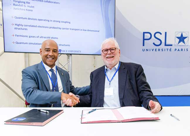 Alain Fuchs, président de l'Université PSL et Reginald DesRoches, président de Rice University