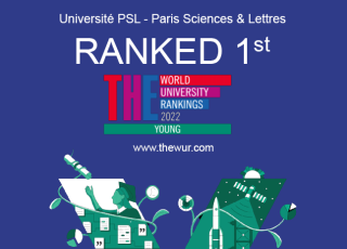 Université PSL est numéro 1 du classement mondial des jeunes universités publié par le Times Higher Education